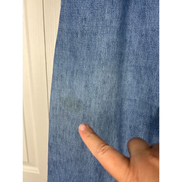 Faded Glory Denim Jean Midi Skirt 14 Blue Straight Modest Boho Cottage (Spots) - Picture 4 of 7